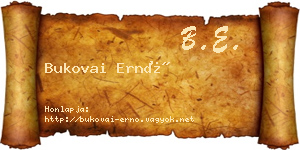 Bukovai Ernő névjegykártya